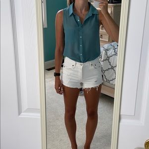 Sheer collared shirt with lace back